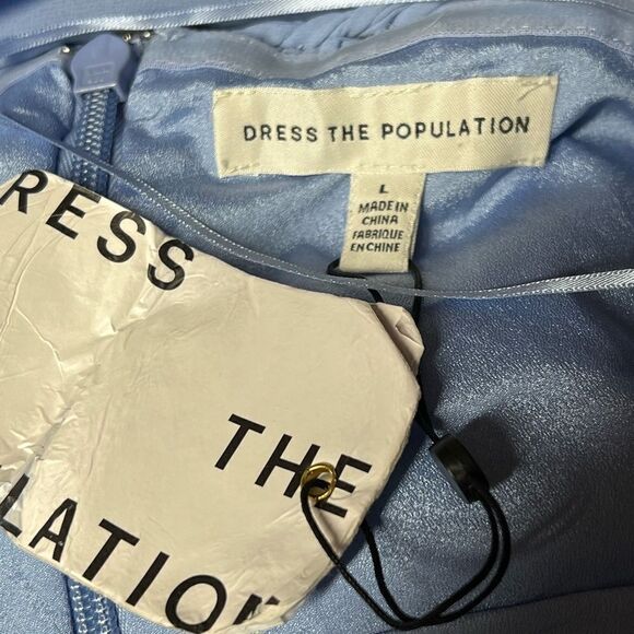 NWT Dress The Population Periwinkle Blue Goddess Athena Gown Sz L 10/12 - Picture 9 of 9